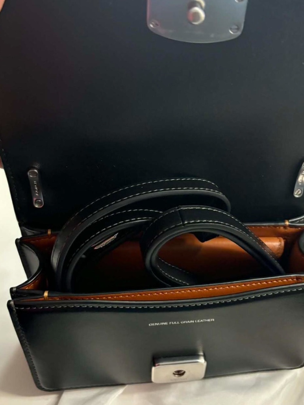 Coach Brown Signature and Black Leather Chain Crossbody - Picture 2 of 5